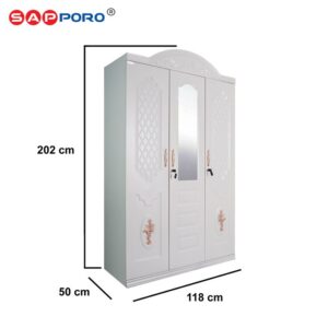 SAPPORO PISA - Lemari Pakaian Besi 3 Pintu | Steel Wardrobe 3 Doors